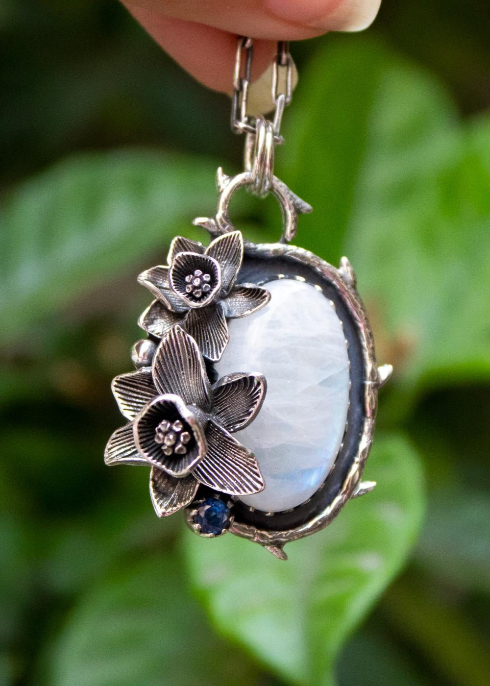 Daffodil Moonstone & Kyanite Pendant