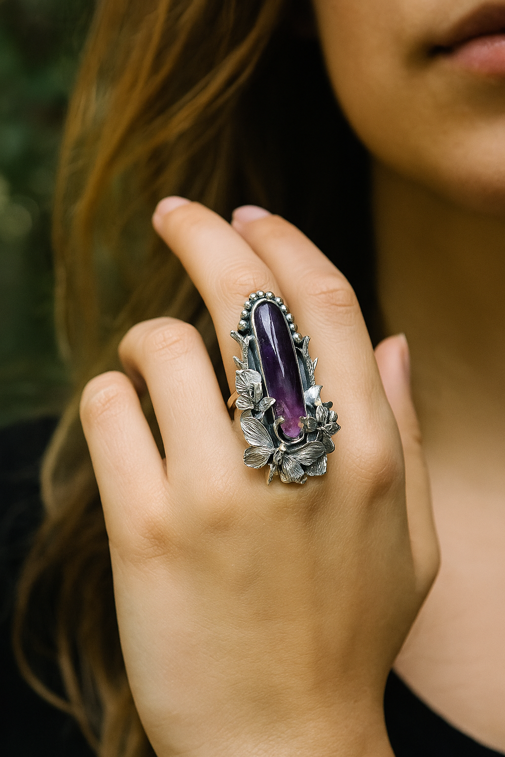Ethereal Amethyst Butterfly Ring