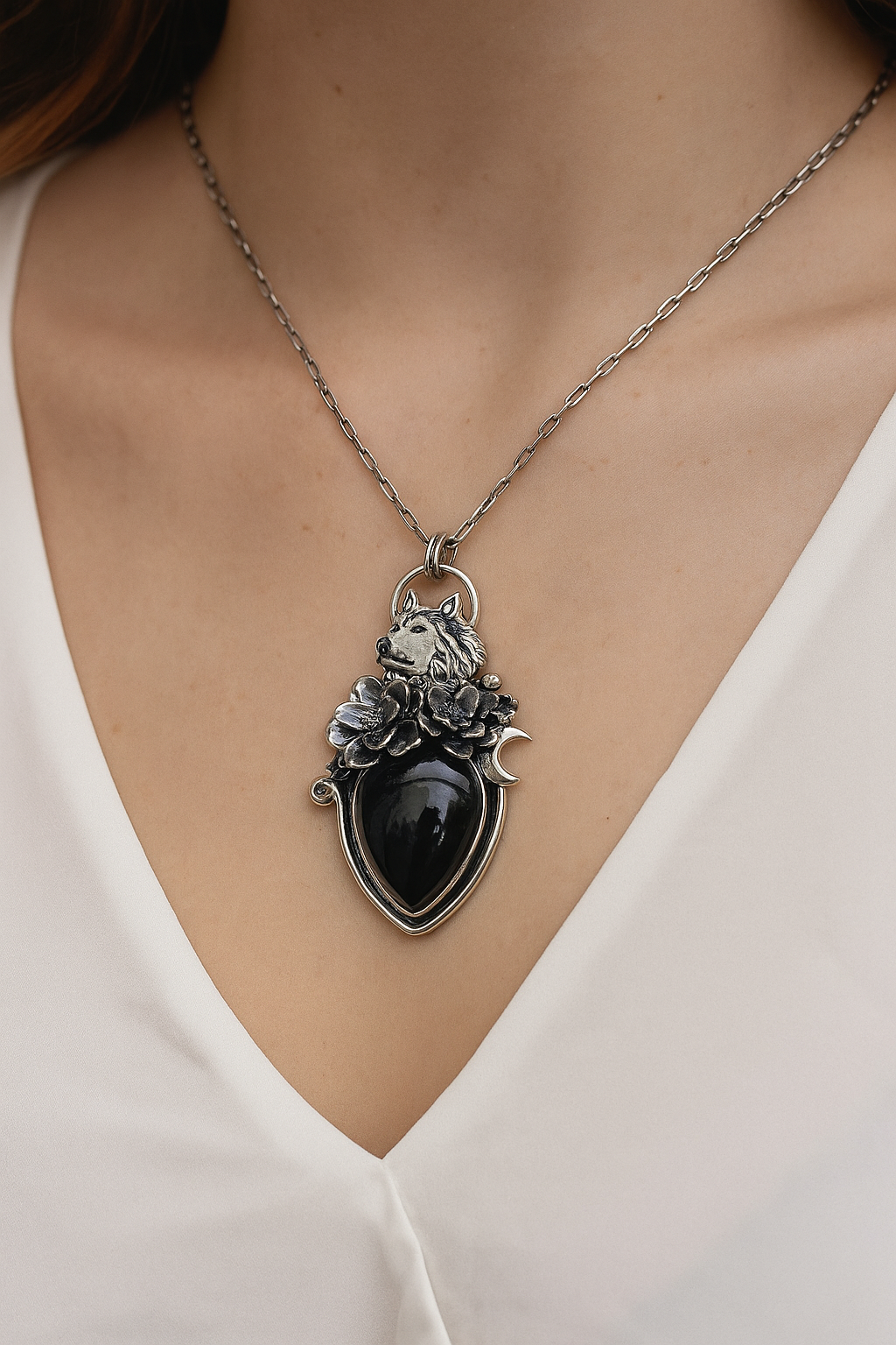 Lunar Guardian Black Onyx Pendant