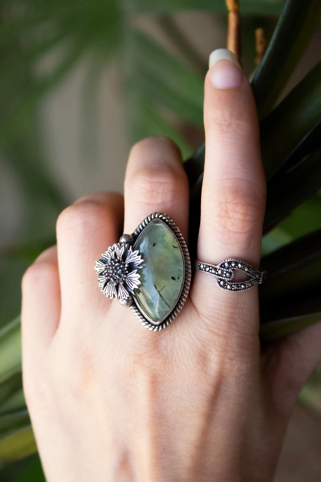 Wild Bloom Prehnite Ring