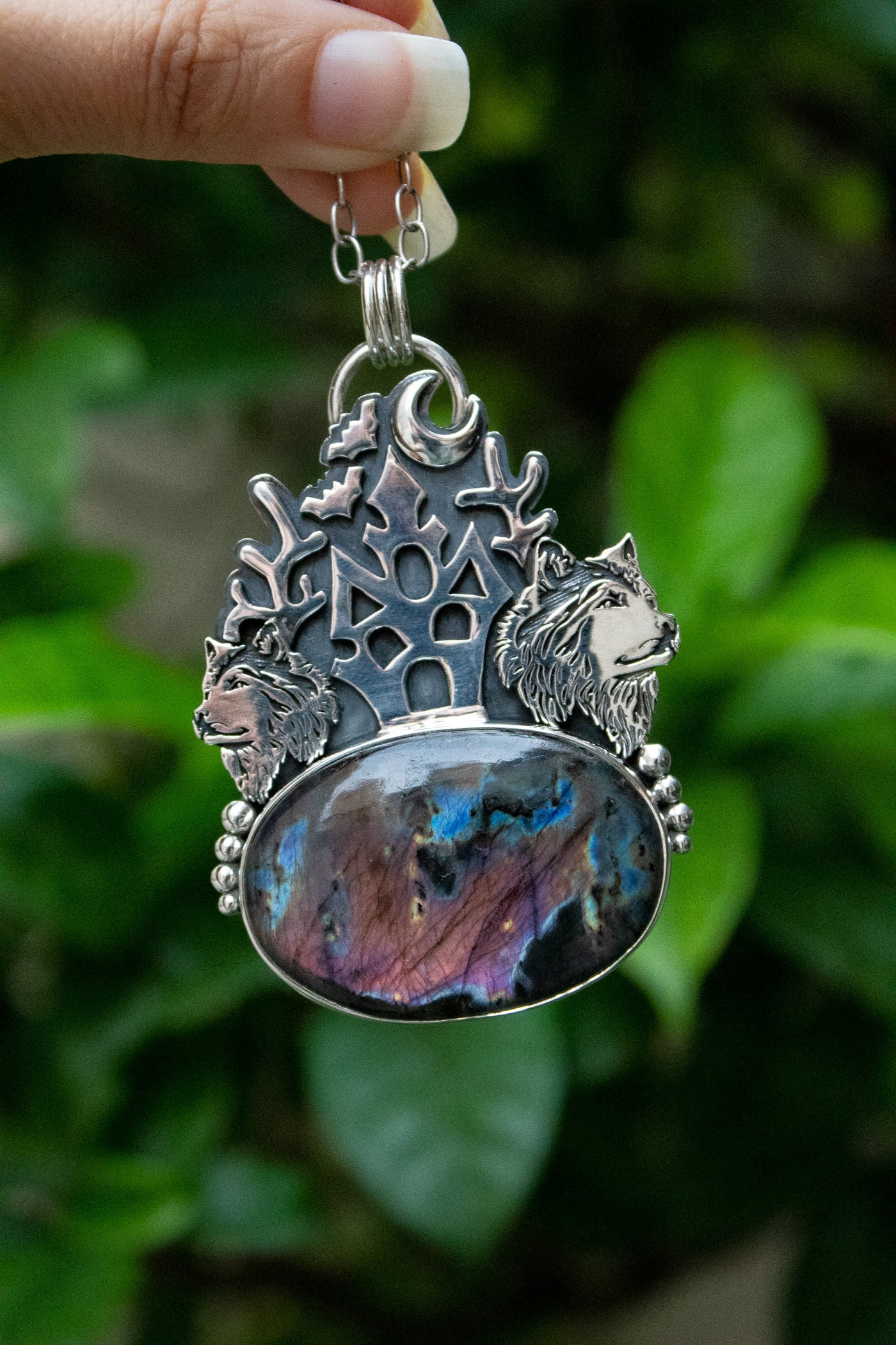 Wolf Guardian Labradorite Pendant