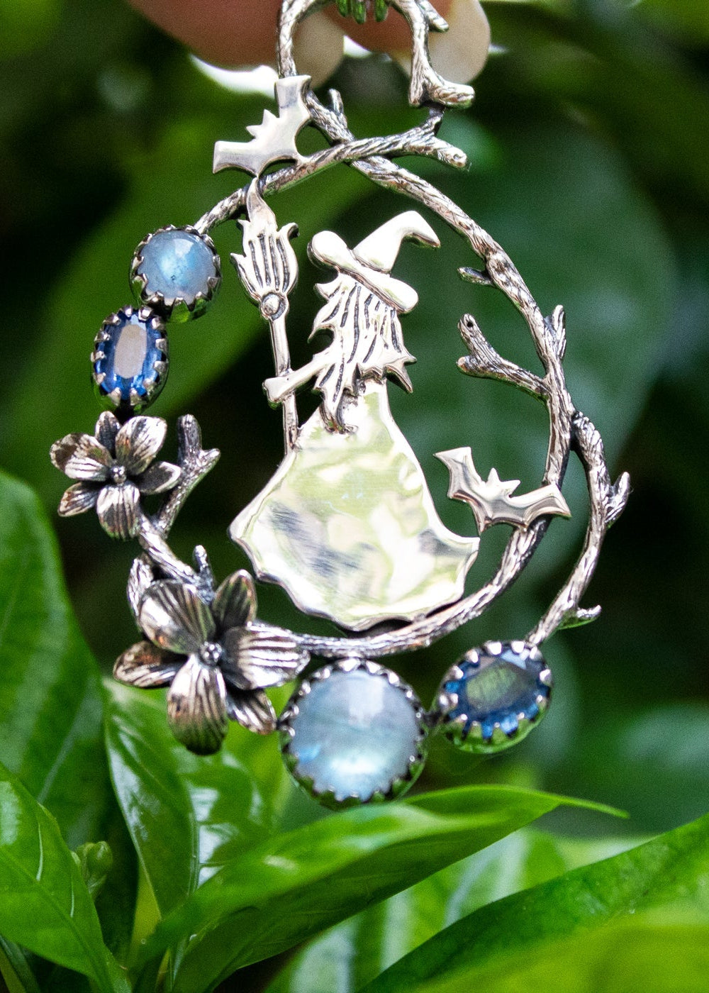 Moon Witch Kyanite & Rainbow Moonstone Pendant