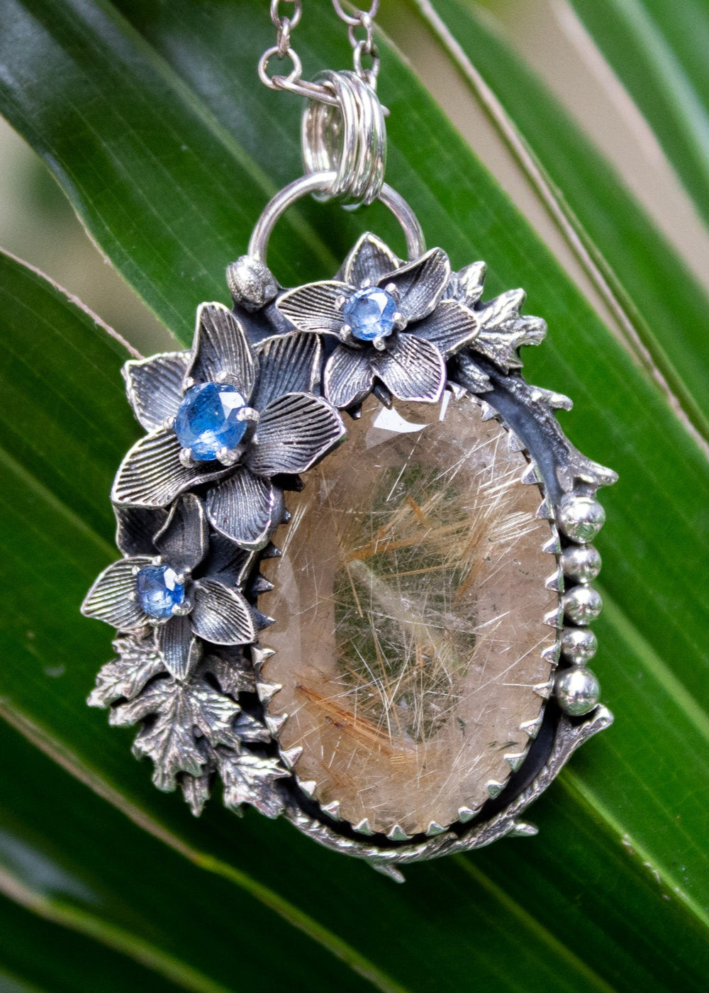 Wild Rutilated Quartz & Kyanite Pendant