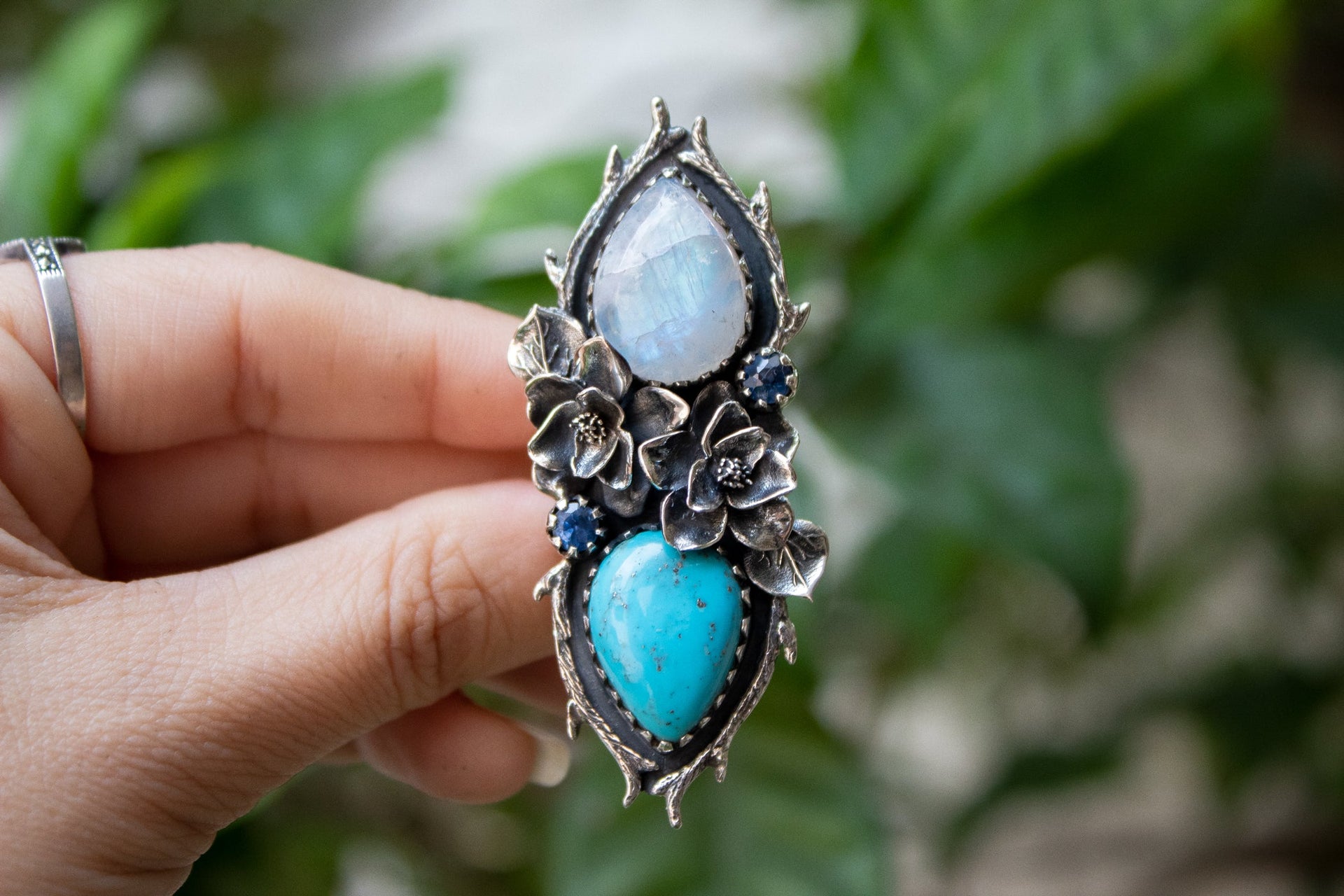 Celestial Harmony Moonstone & Turquoise Ring