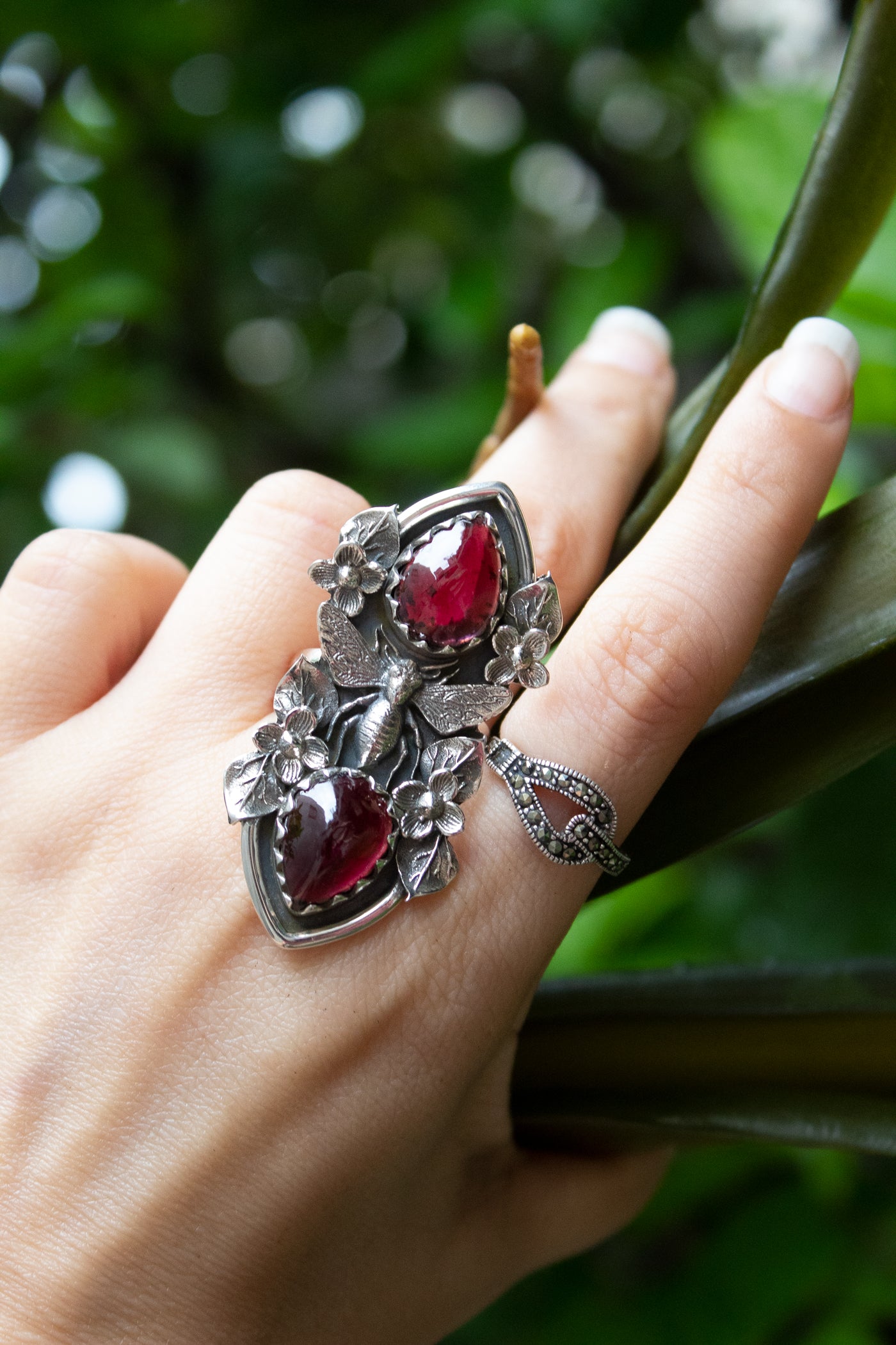 Crimson Wings – Garnet Ring