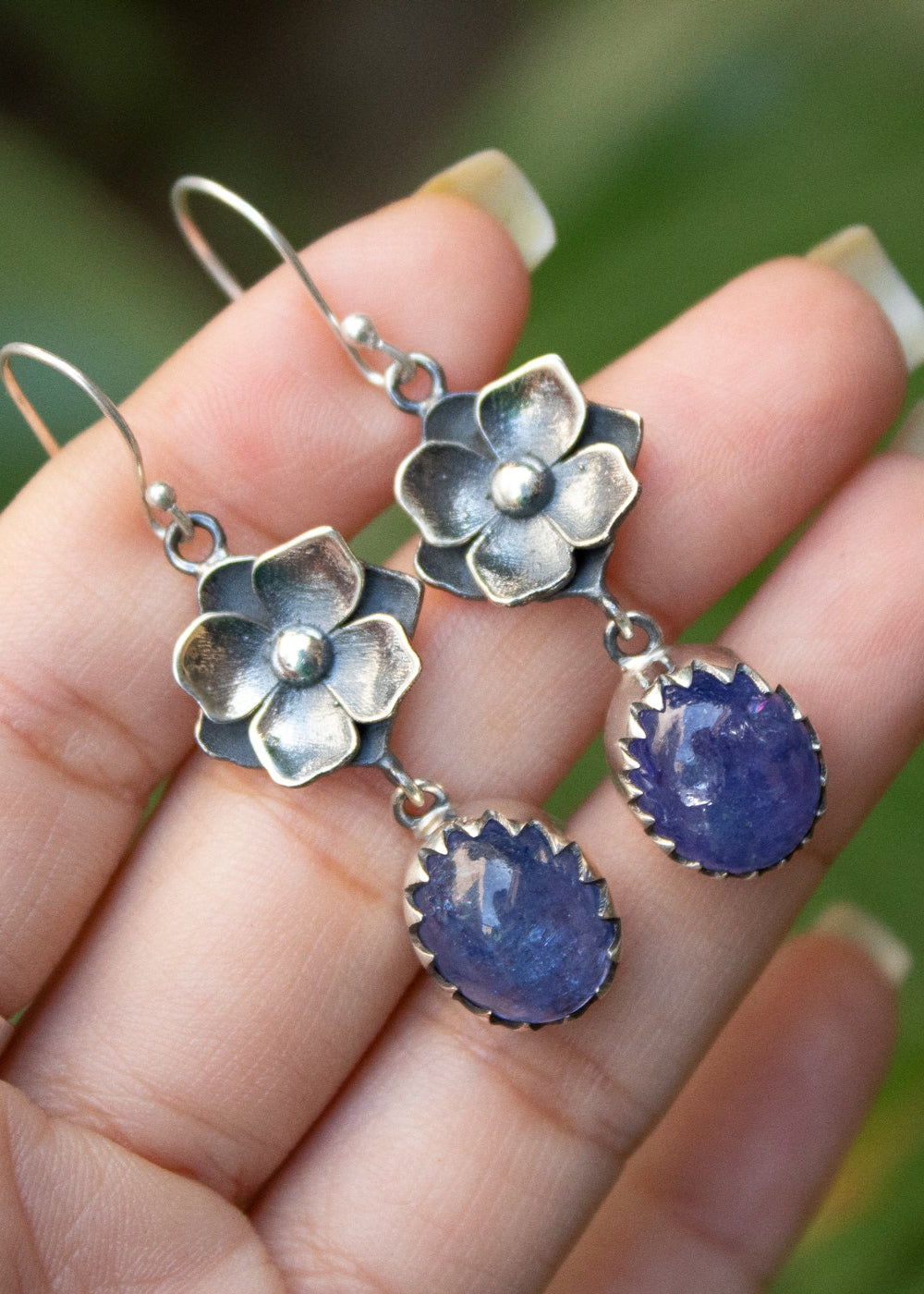Tanzanite Floral Earrings