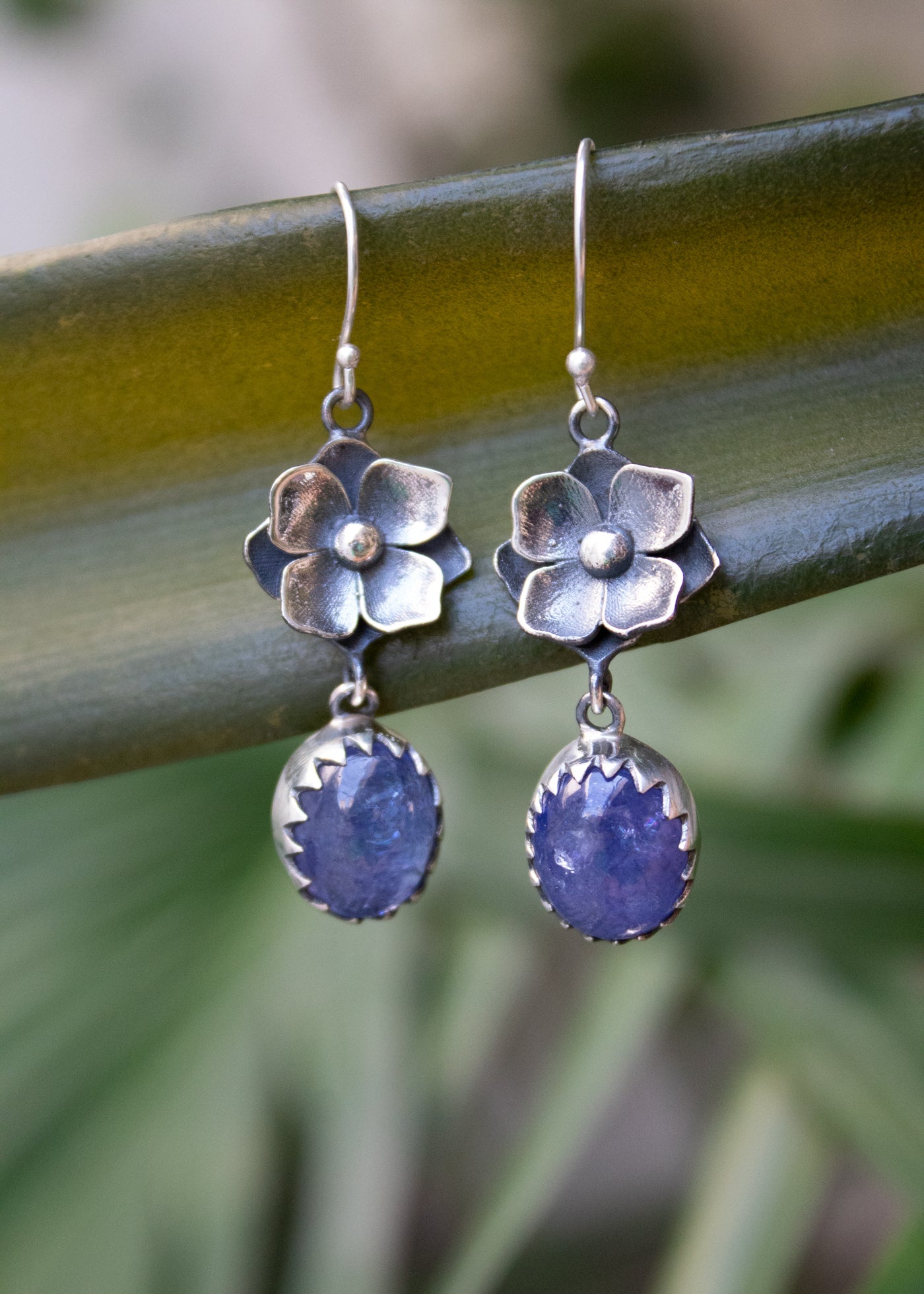 Tanzanite Floral Earrings