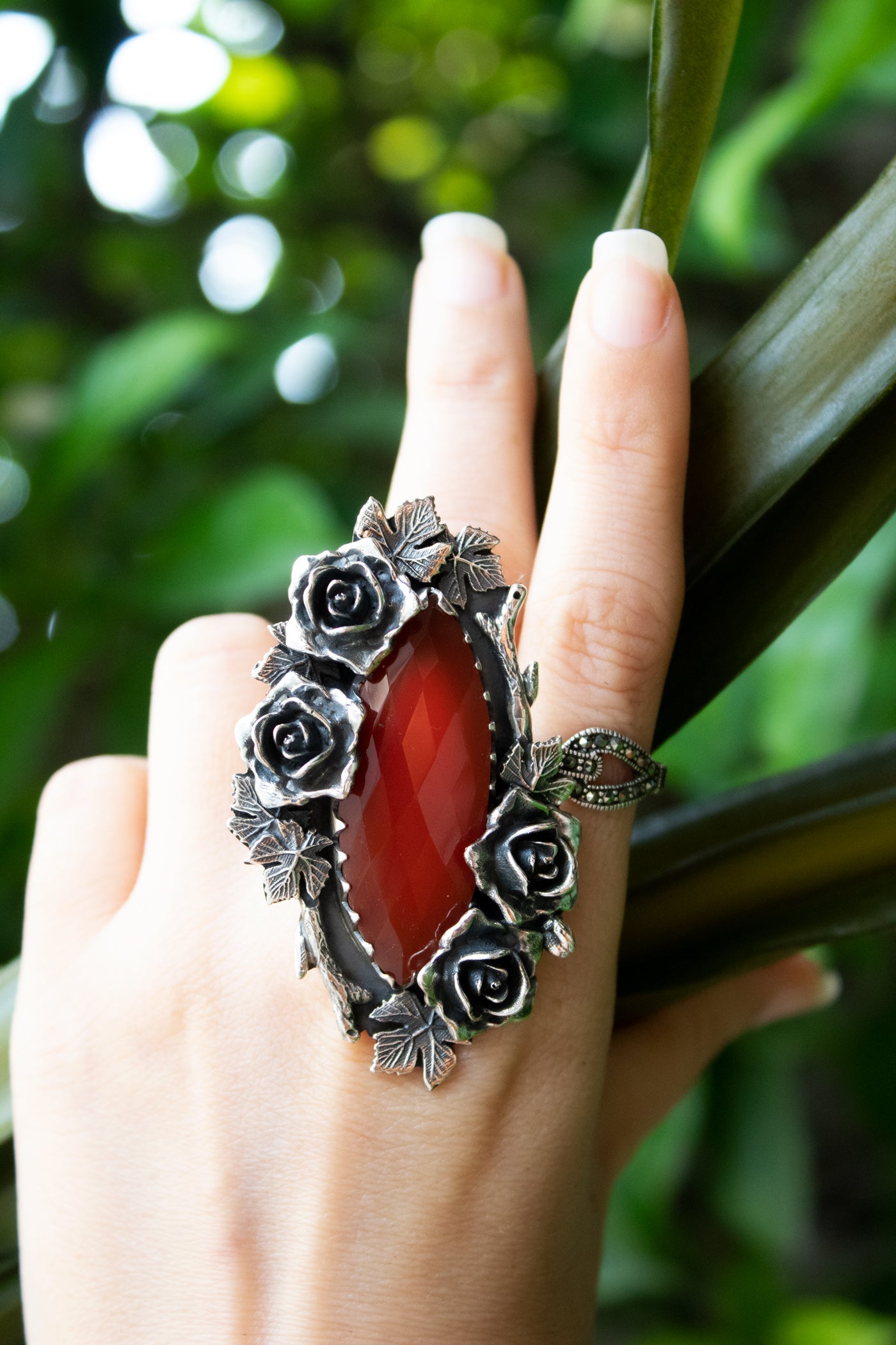 Crimson Roses – Red Onyx Ring