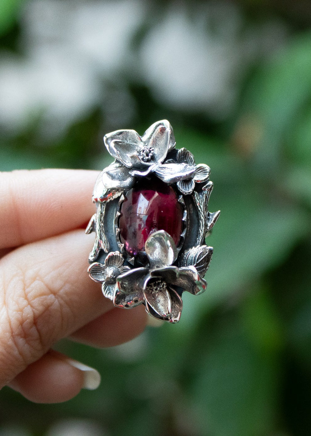 Wild Blossom Garnet Ring