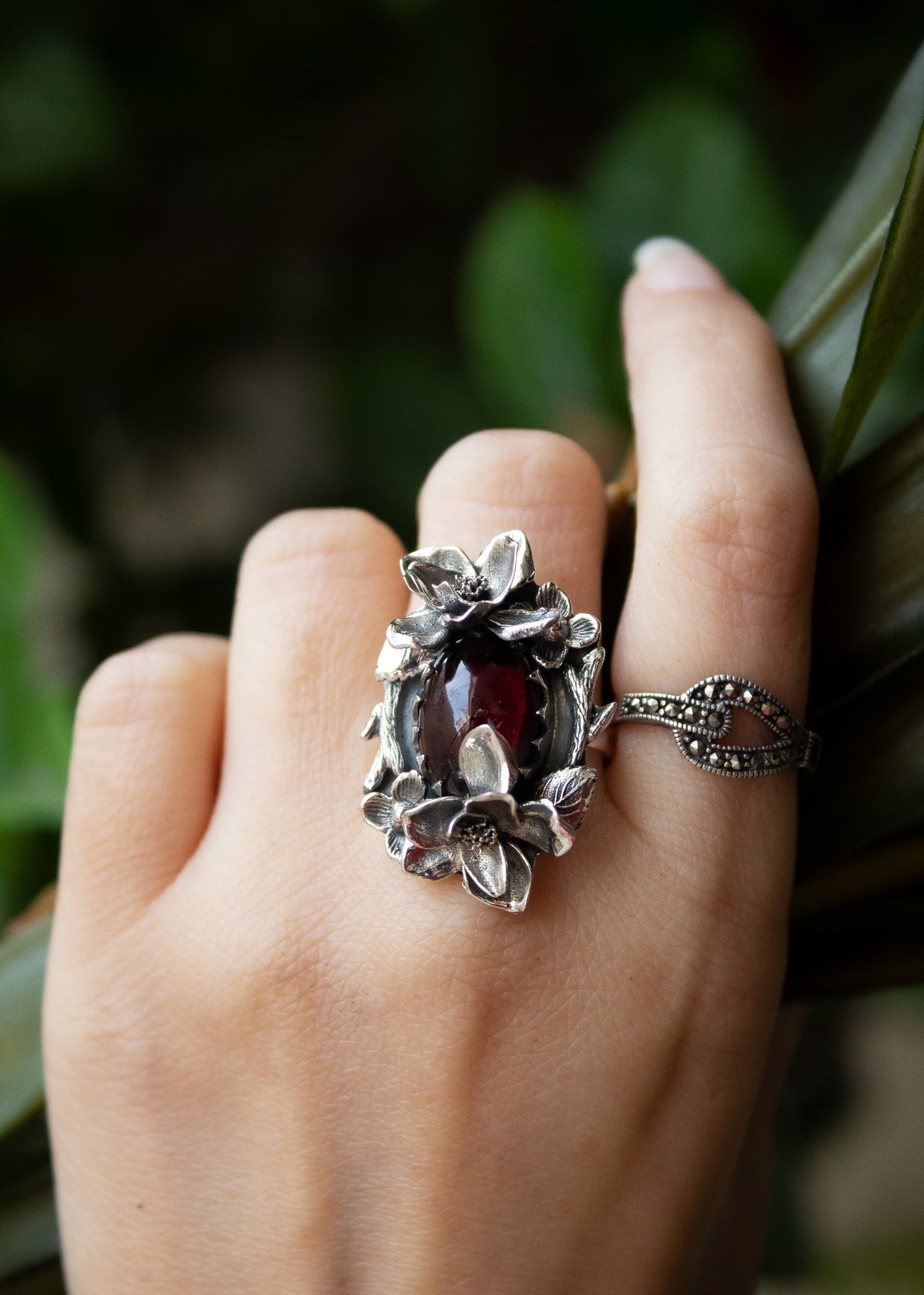 Wild Blossom Garnet Ring