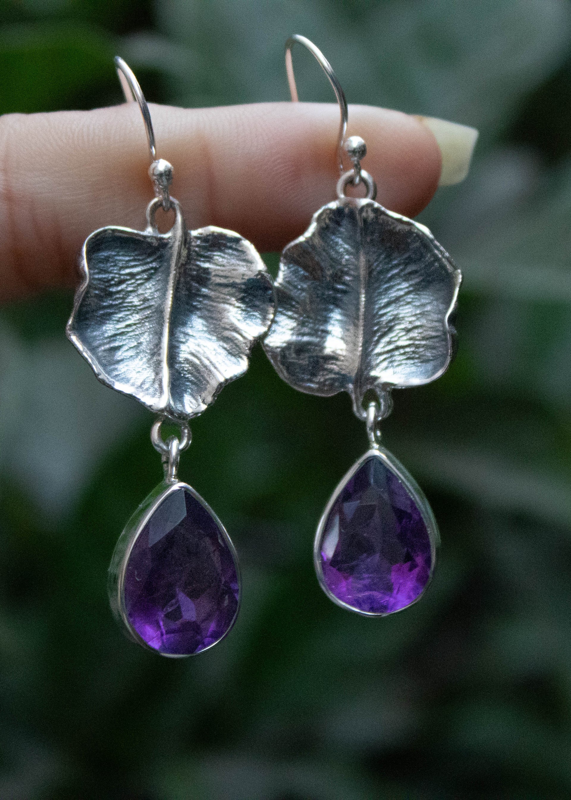 Amethyst Leaf Earrings