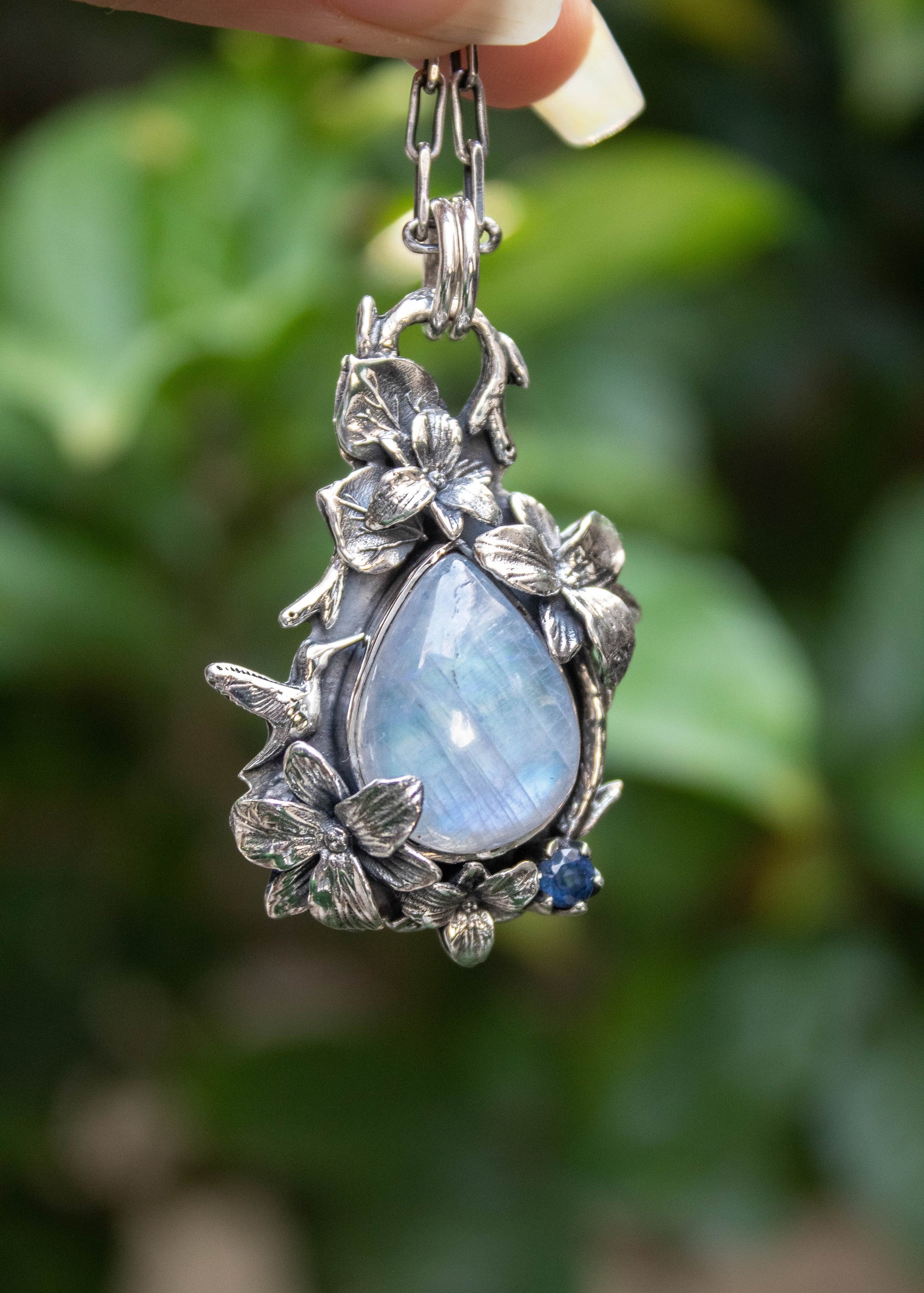 Hummingbird Whisper Moonstone Pendant