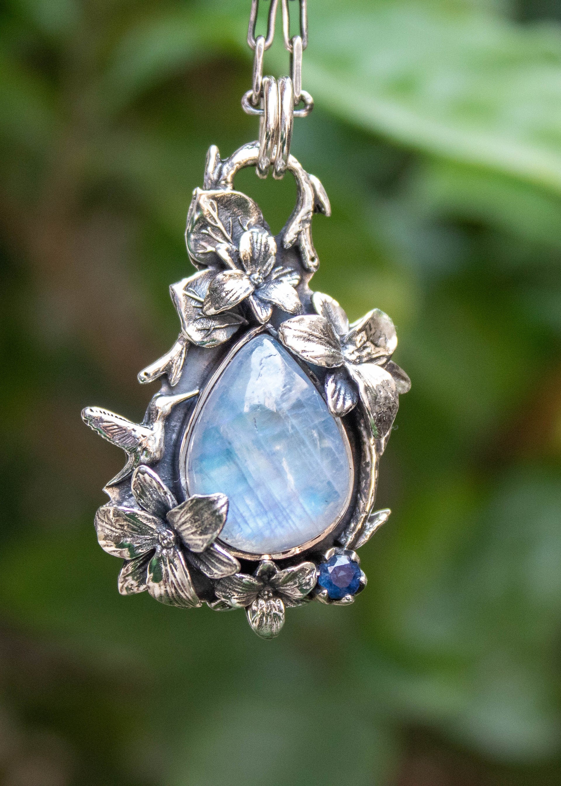 Hummingbird Whisper Moonstone Pendant