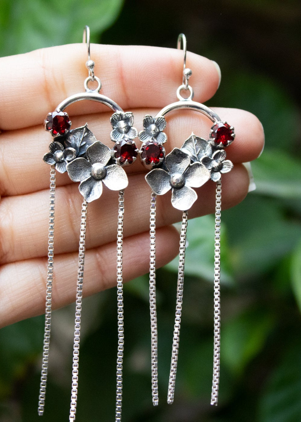 Wild Garnet Bloom Earrings