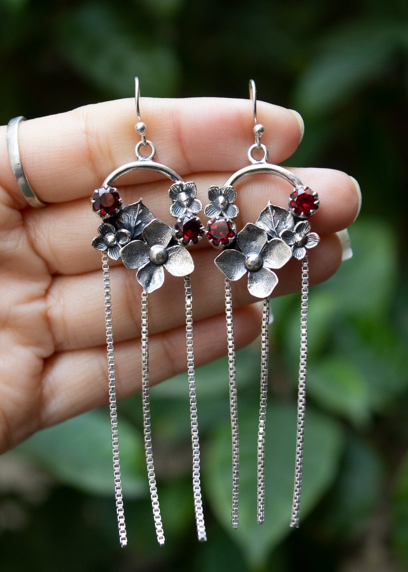 Wild Garnet Bloom Earrings