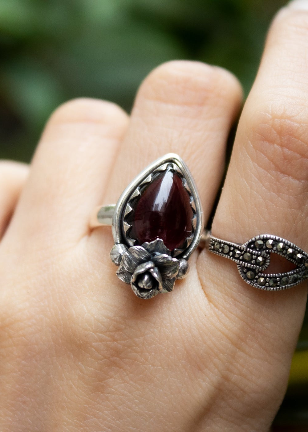 Crimson Rose Garnet Ring