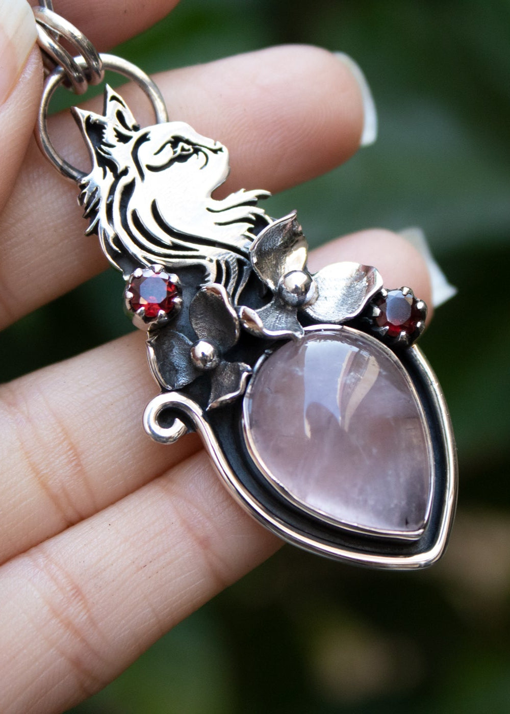 Mystic Guardian Rose Quartz Pendant