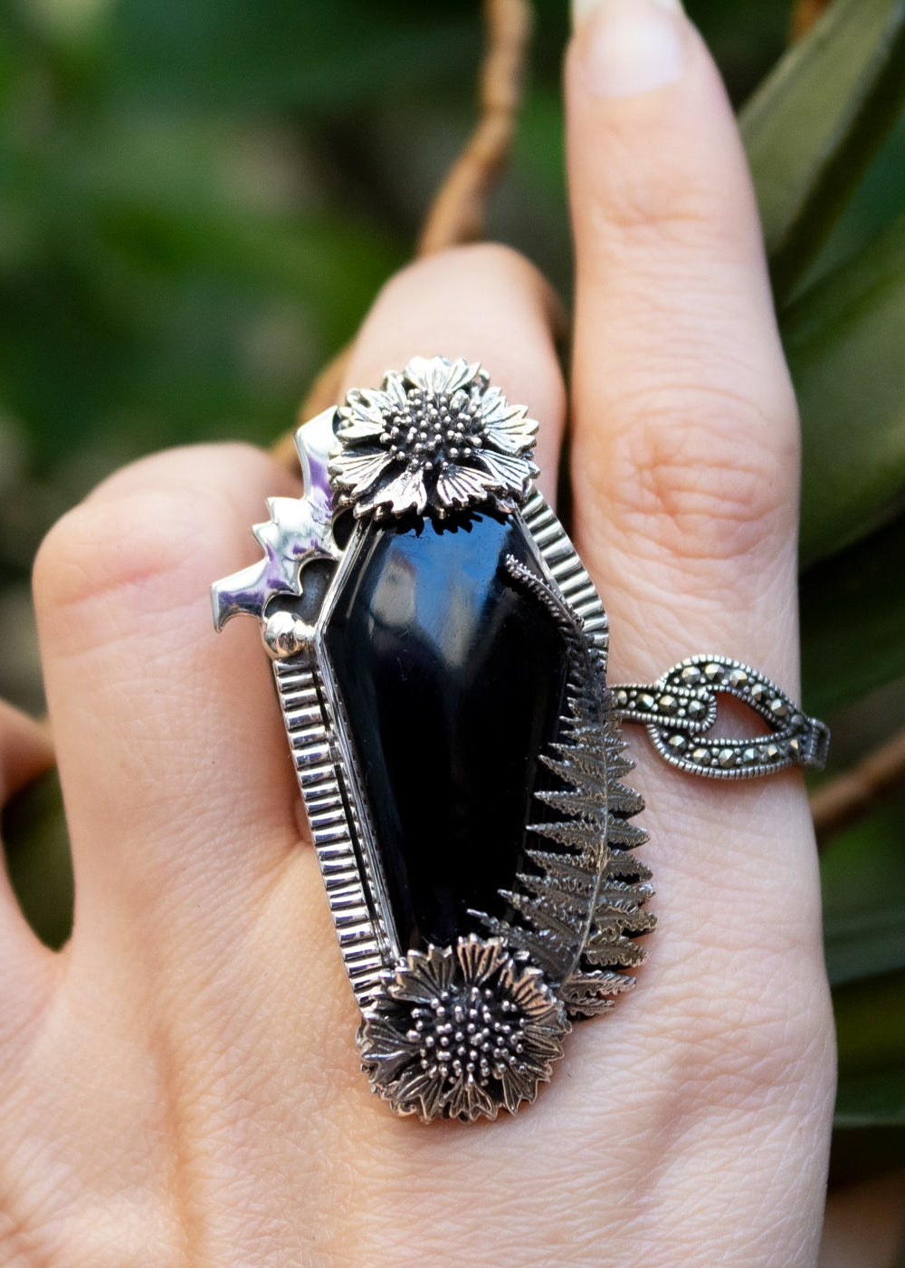 Midnight Bloom Coffin Ring