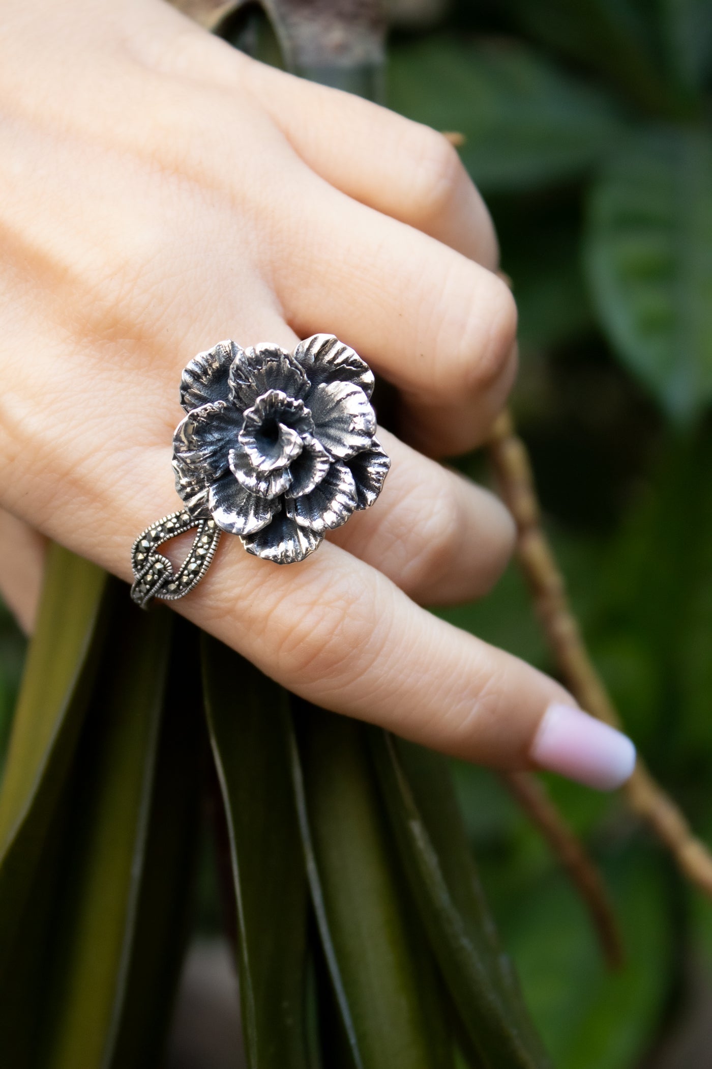 Sterling Silver Carnation Bloom Ring