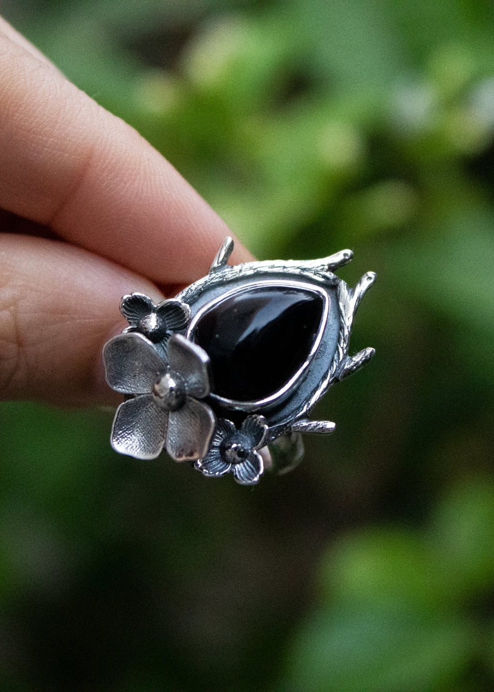 Midnight Bloom Onyx Ring