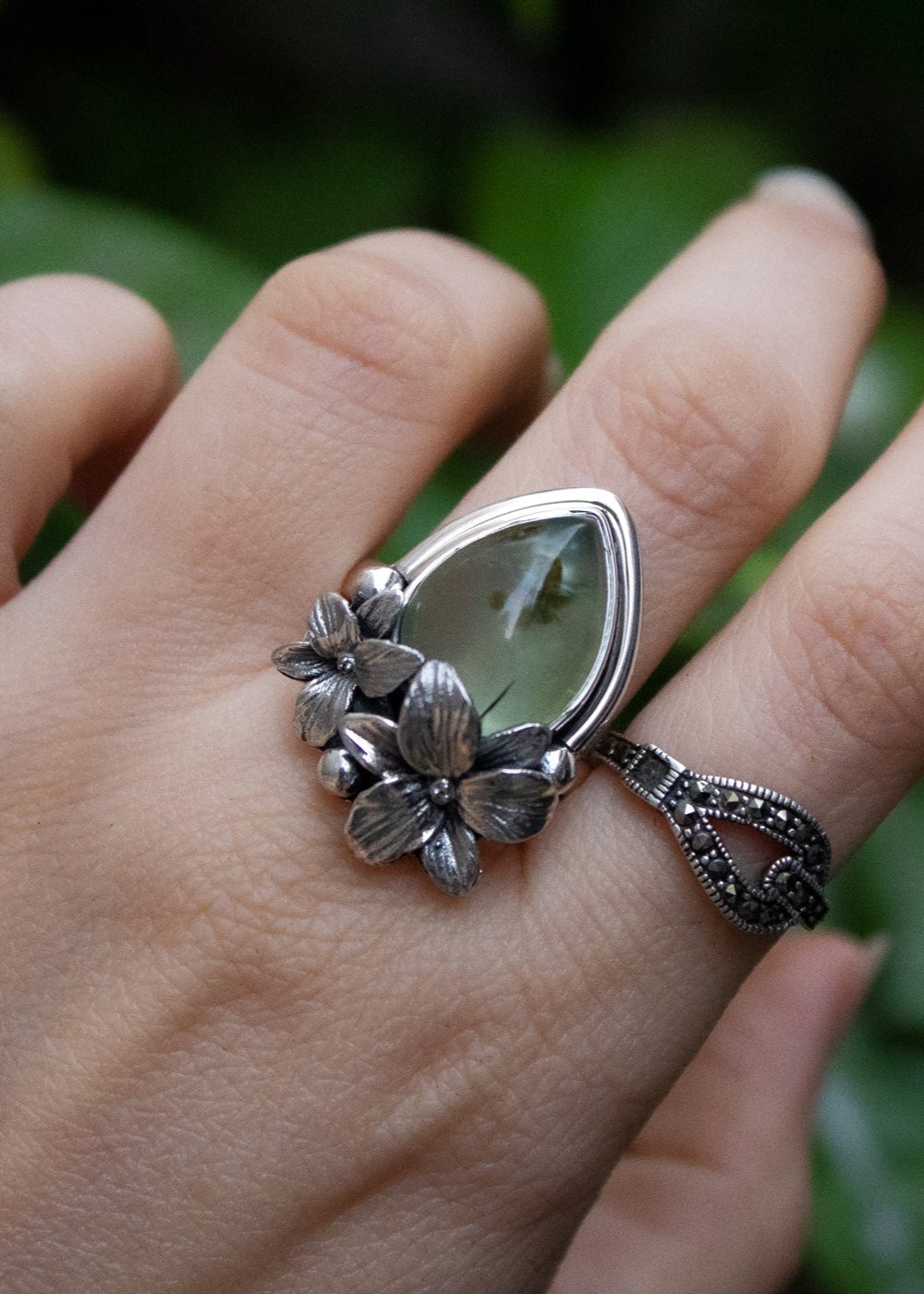 Verdant Bloom Prehnite Ring