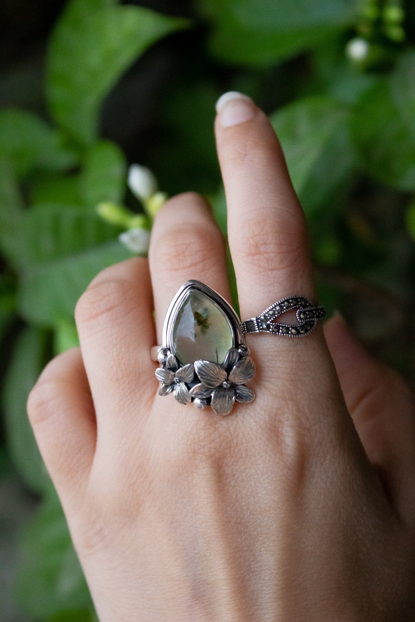 Verdant Bloom Prehnite Ring