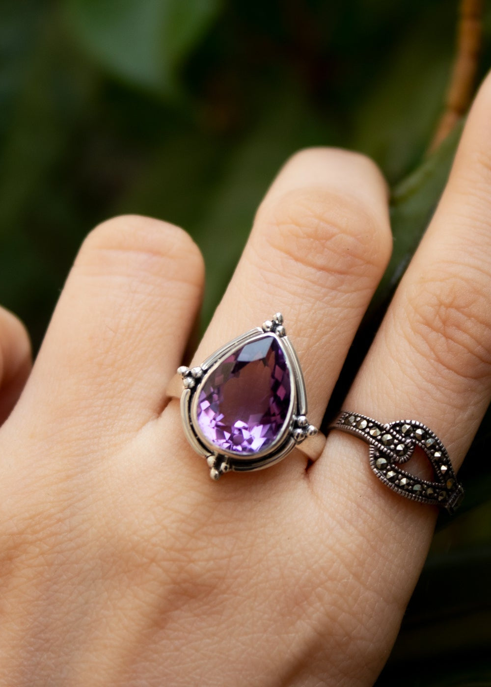Amethyst Teardrop Ring