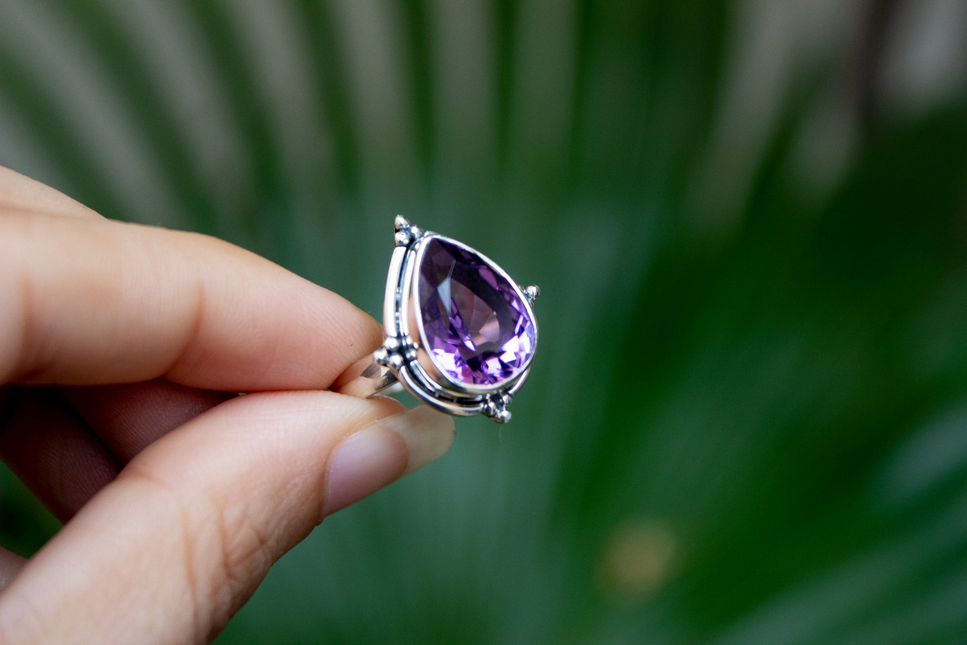 Amethyst Teardrop Ring