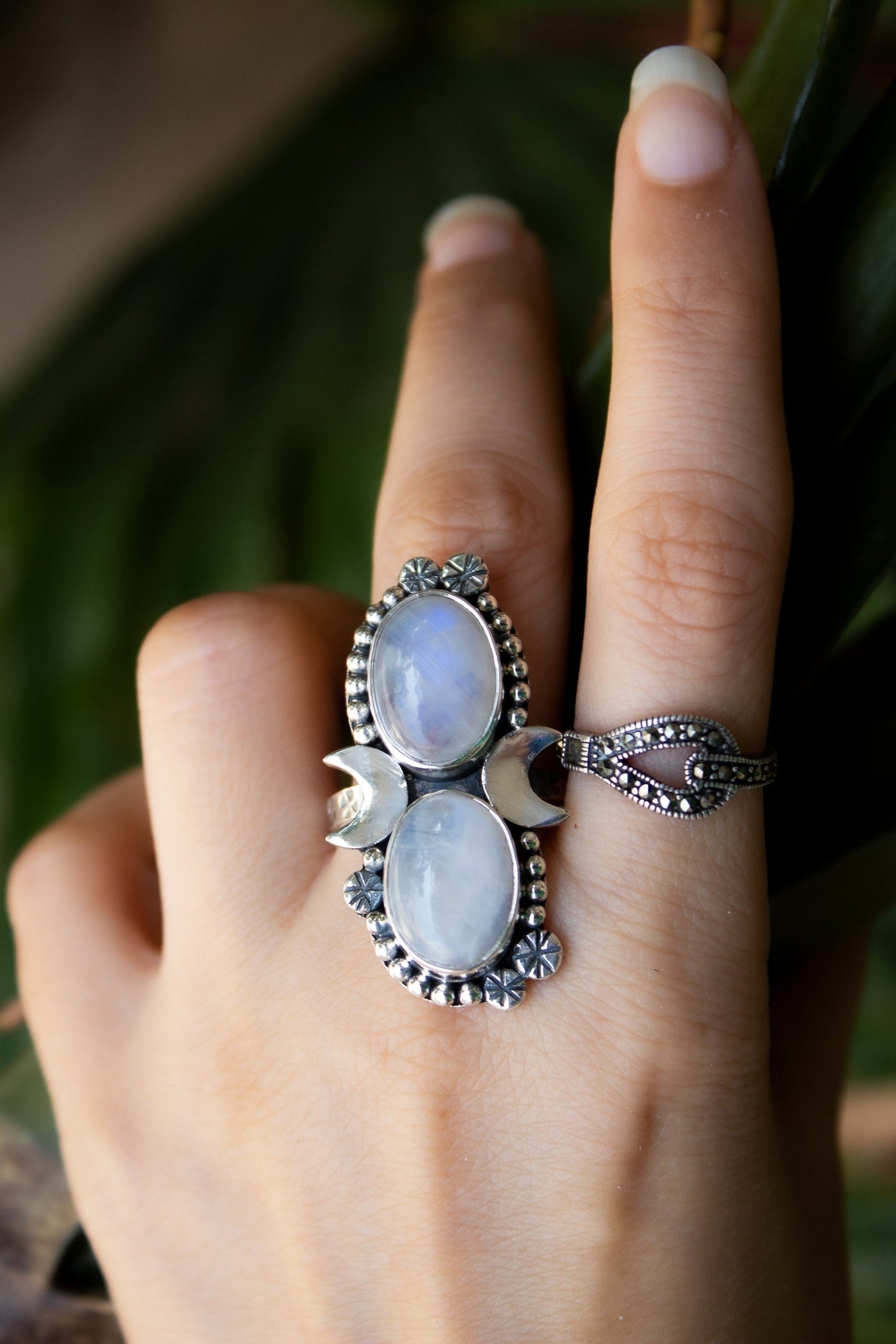 Double Moonstone Ring