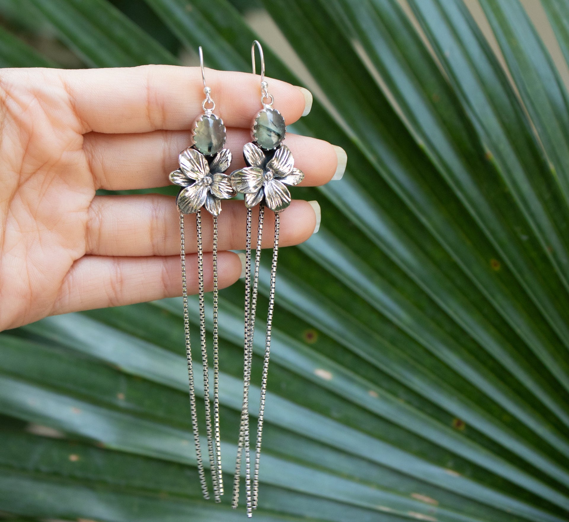 Verdant Cascade Prehnite Earrings