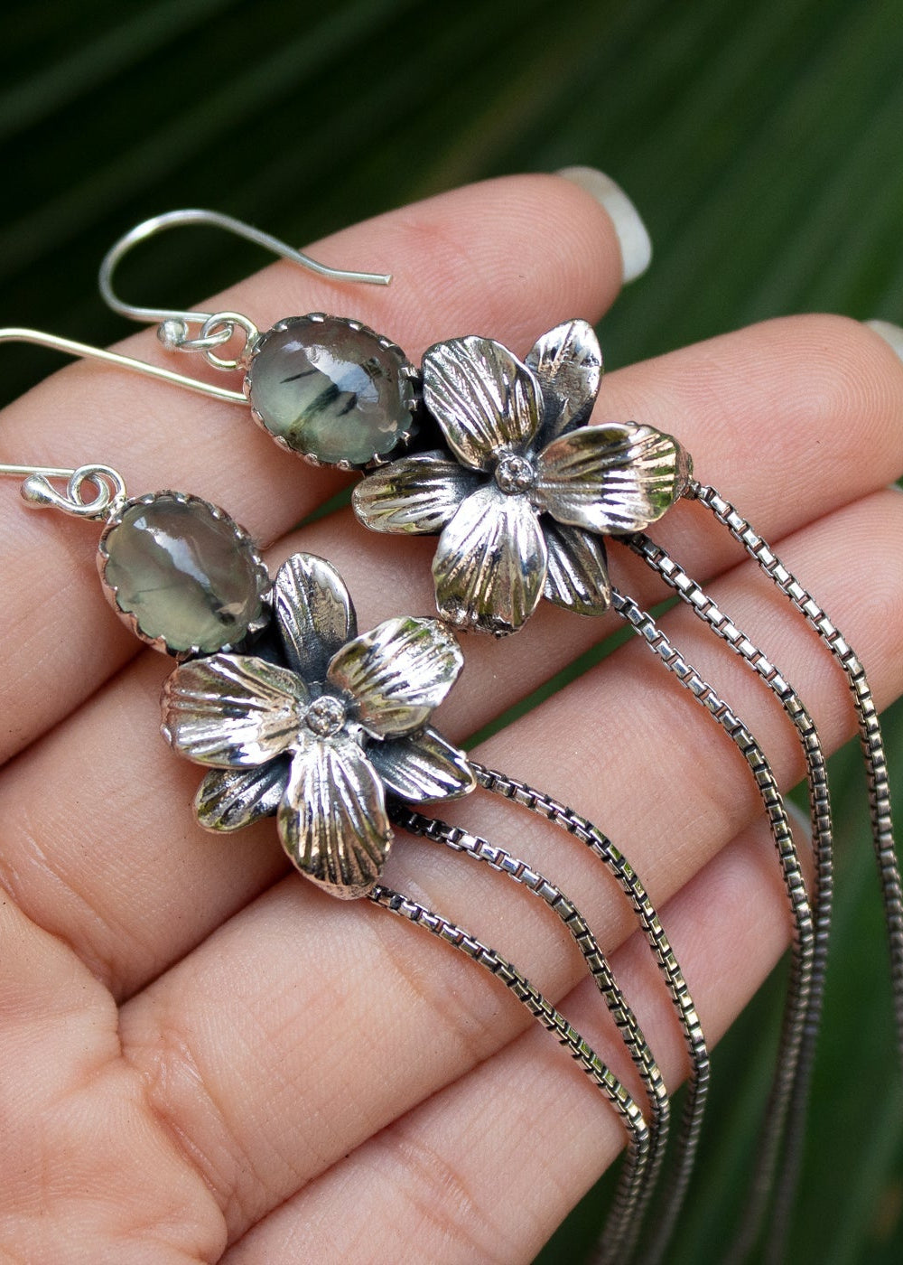 Verdant Cascade Prehnite Earrings