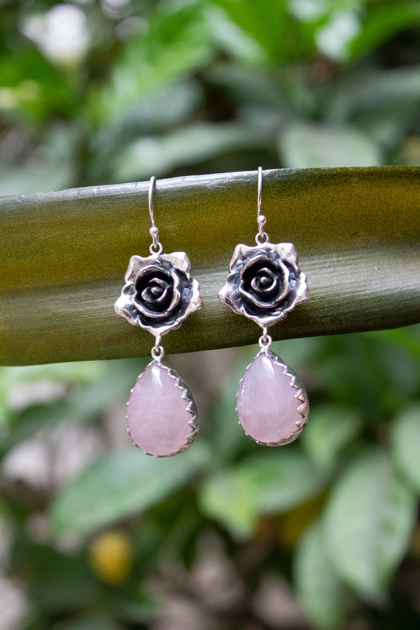 Midnight Rose Quartz Earrings