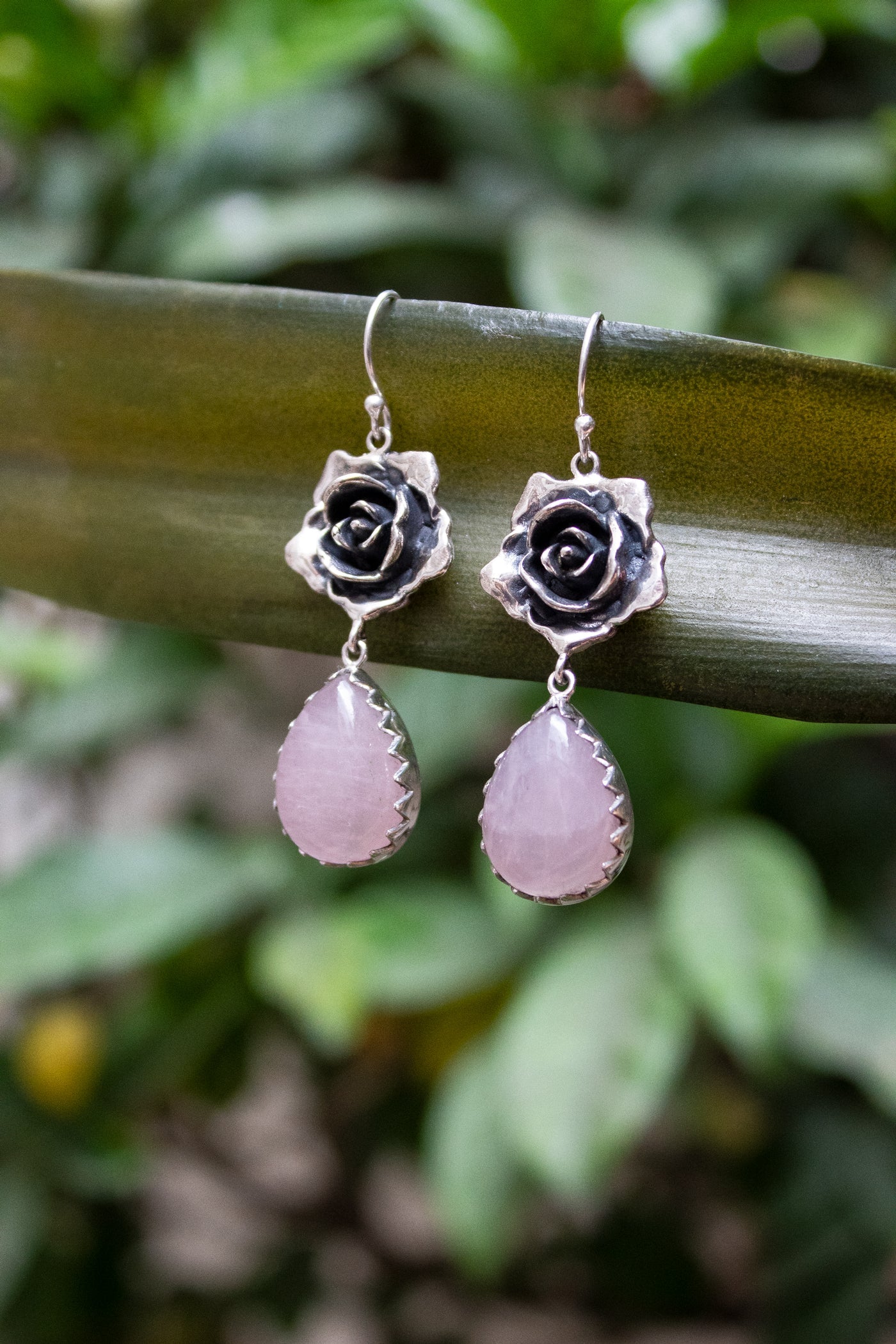 Midnight Rose Quartz Earrings