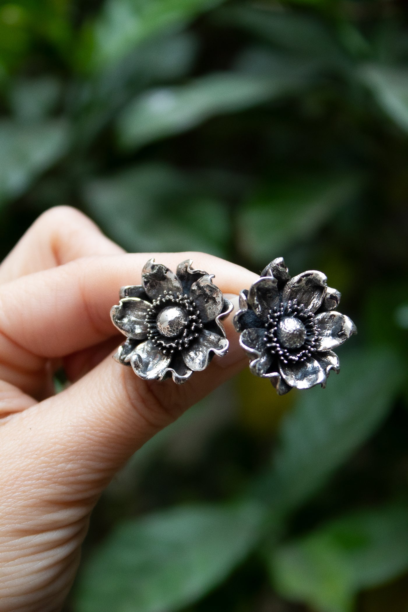 Wild Bloom Sterling Silver Flower Studs