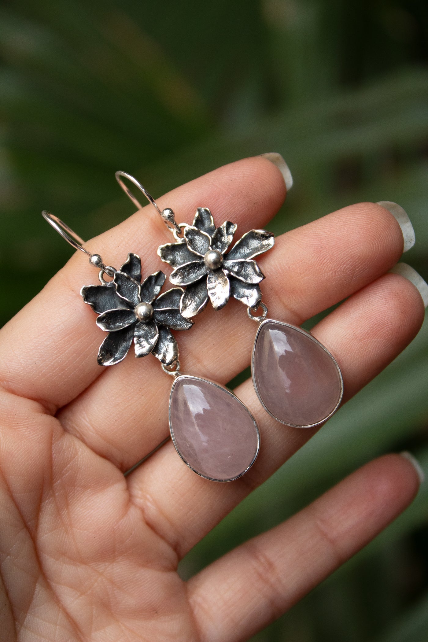 Blush Bloom Rose Quartz Earrings