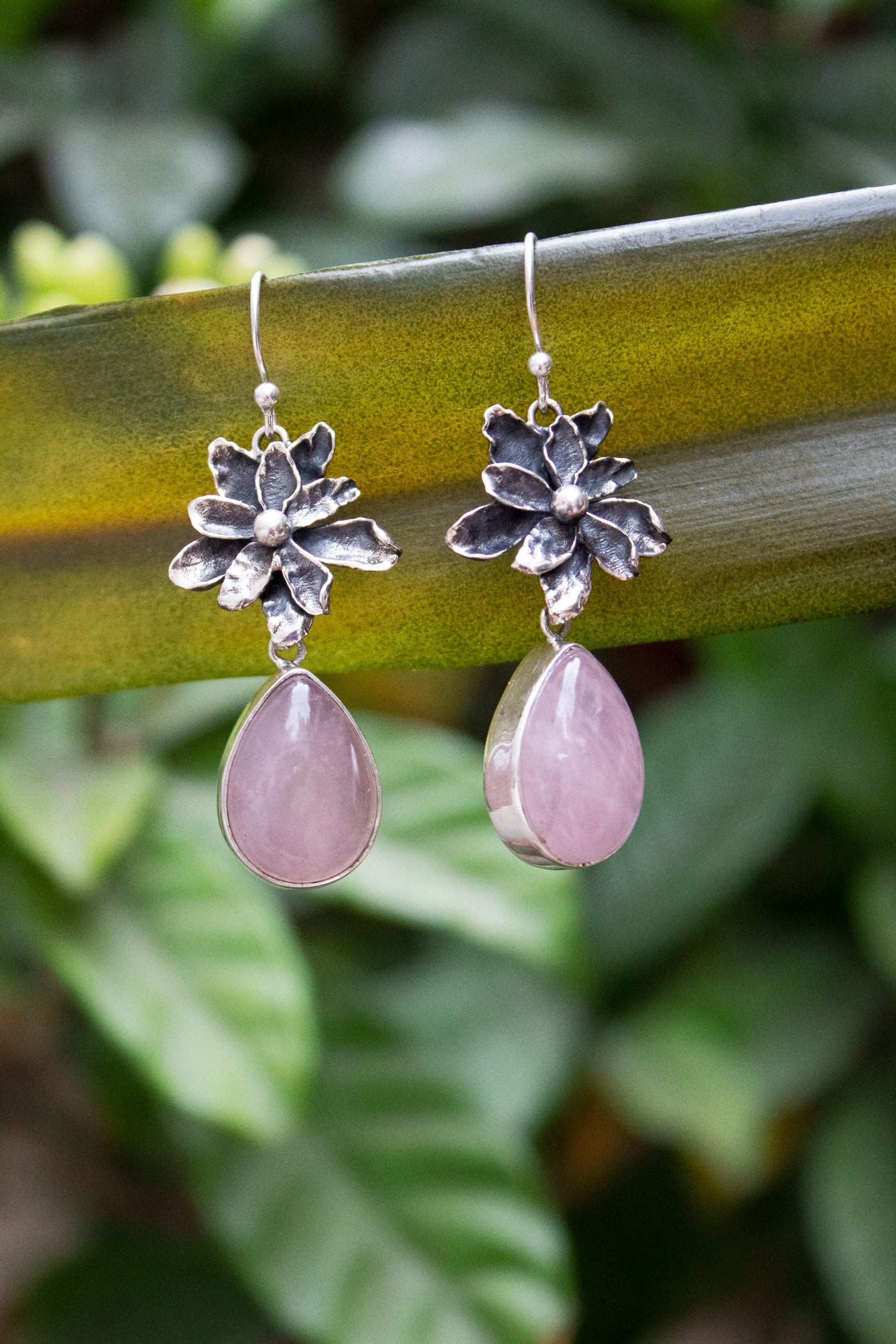 Blush Bloom Rose Quartz Earrings