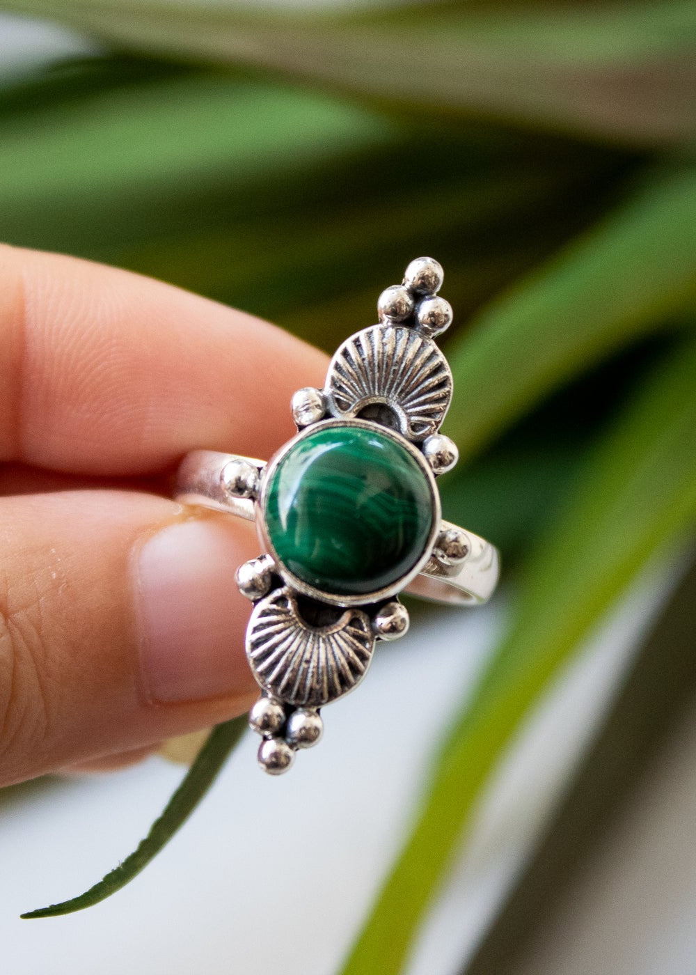 Verdant Shell Malachite Ring