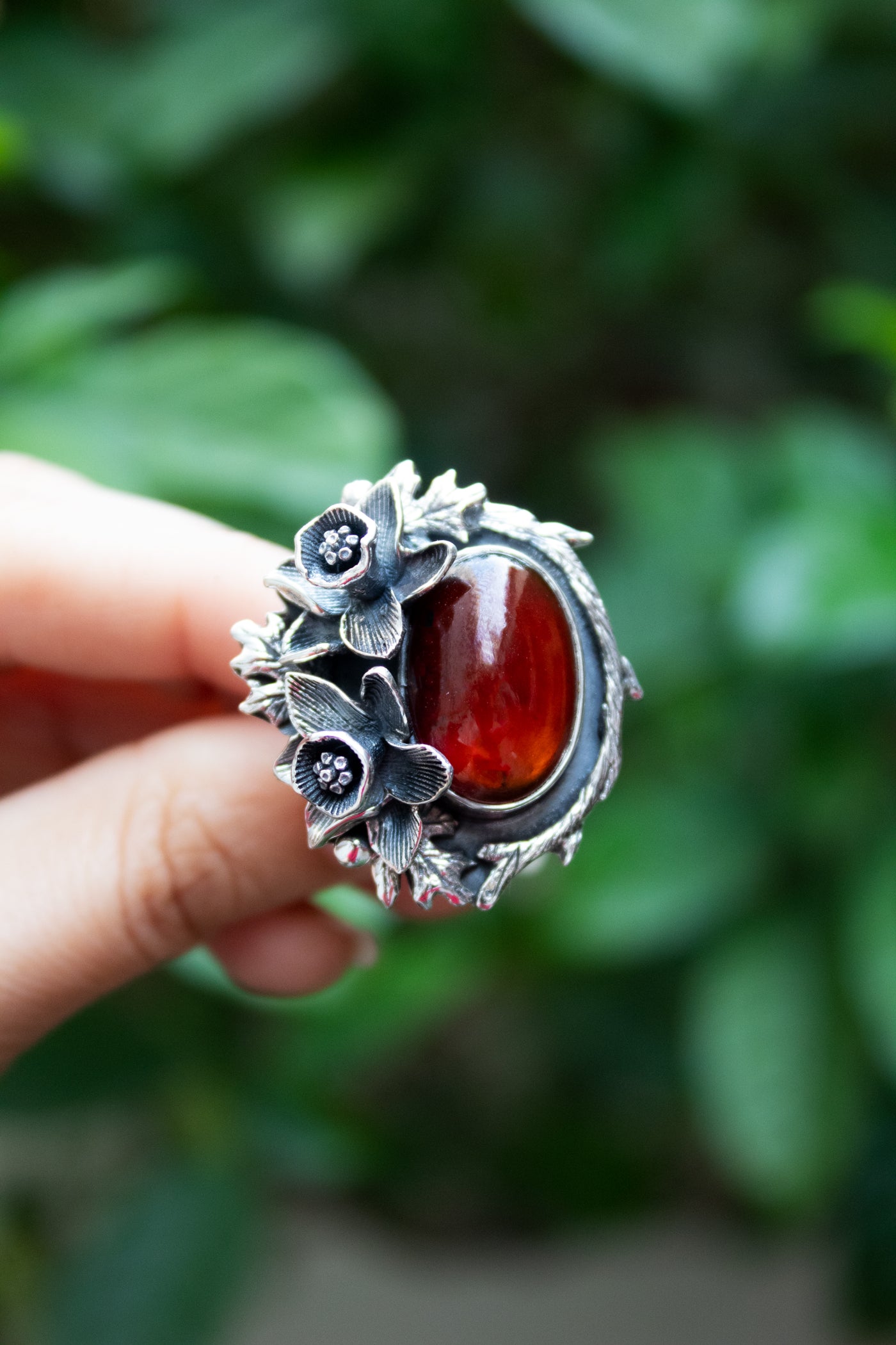 Hessonite Garnet Bloom Ring