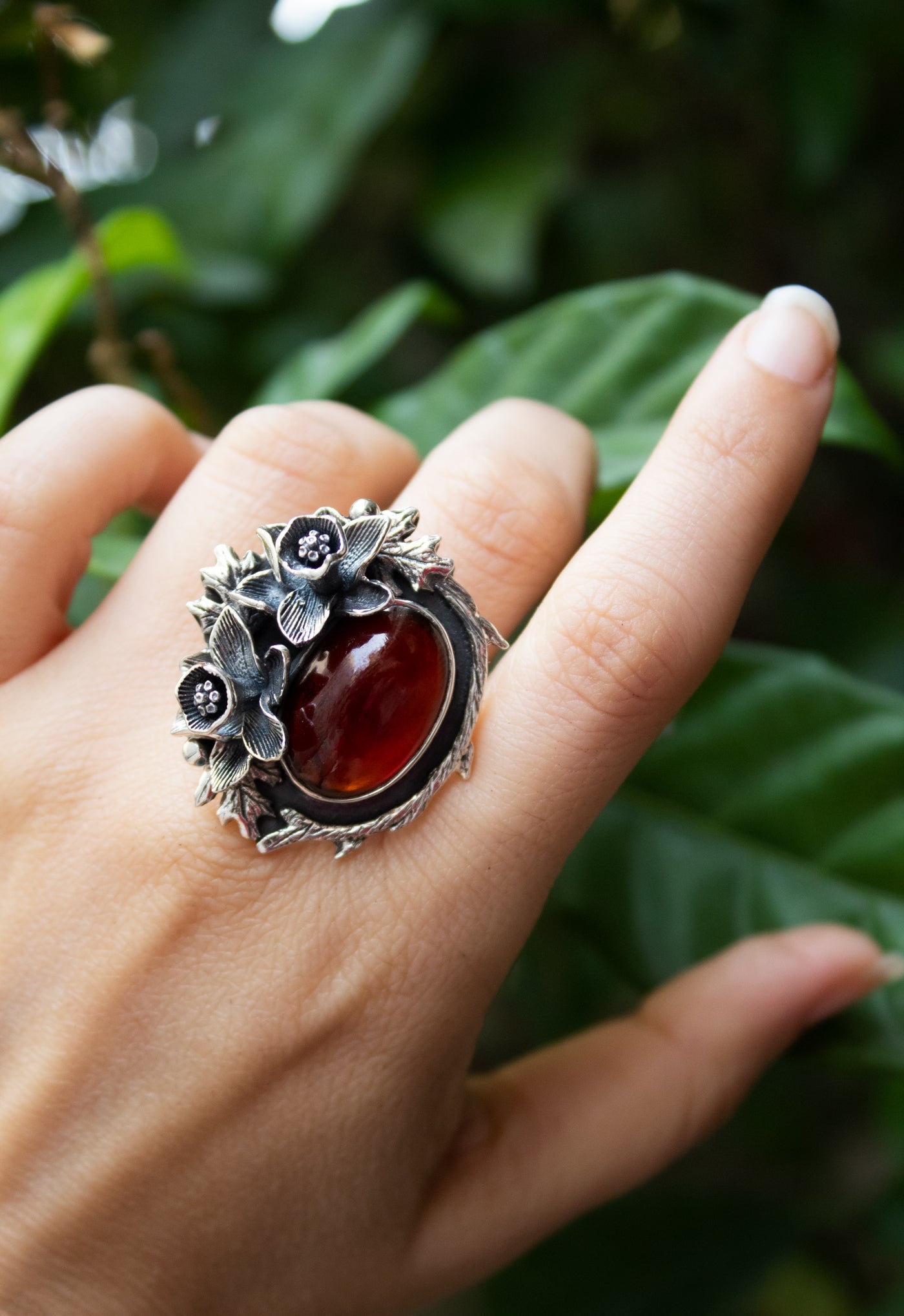 Hessonite Garnet Bloom Ring