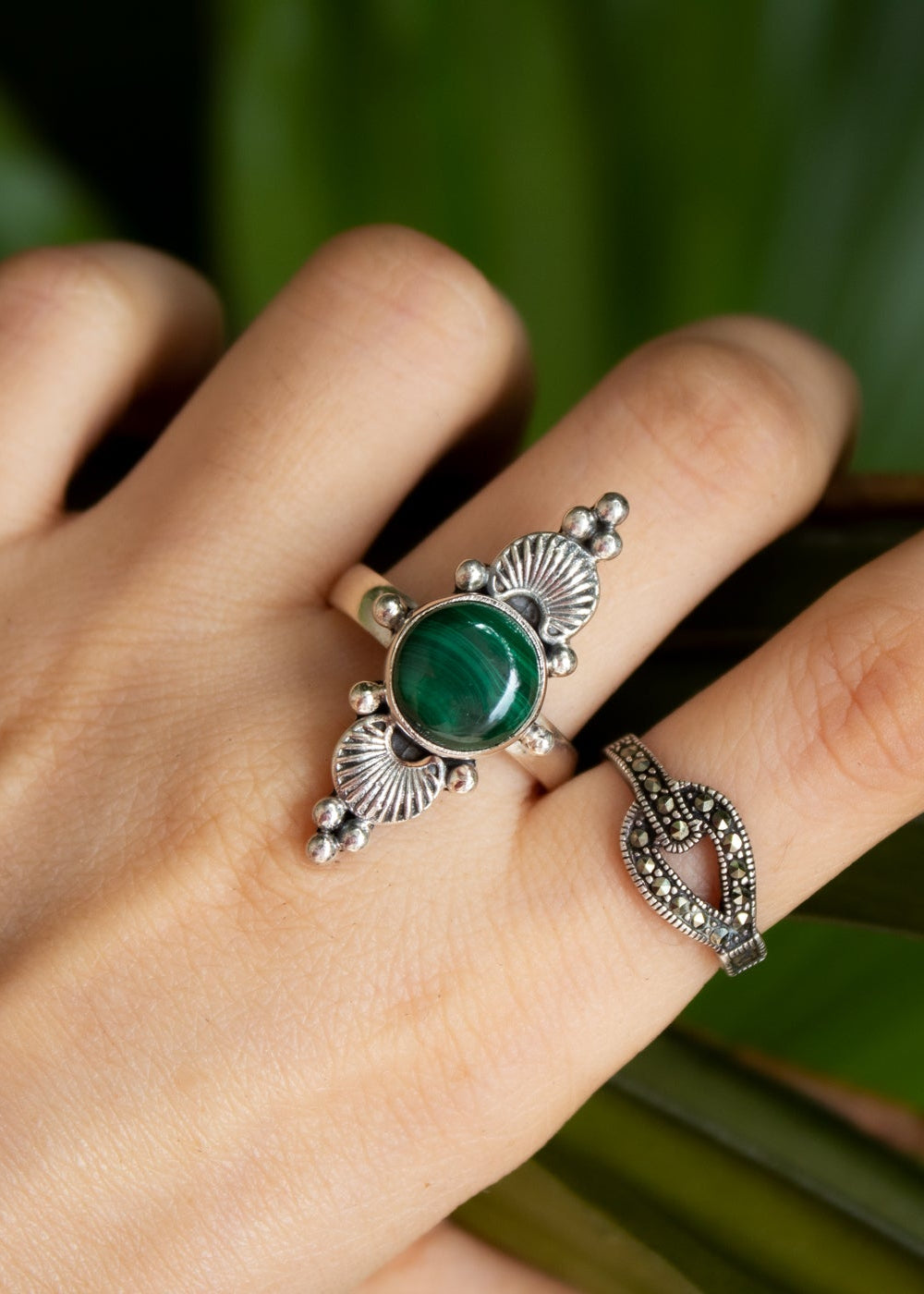 Verdant Shell Malachite Ring