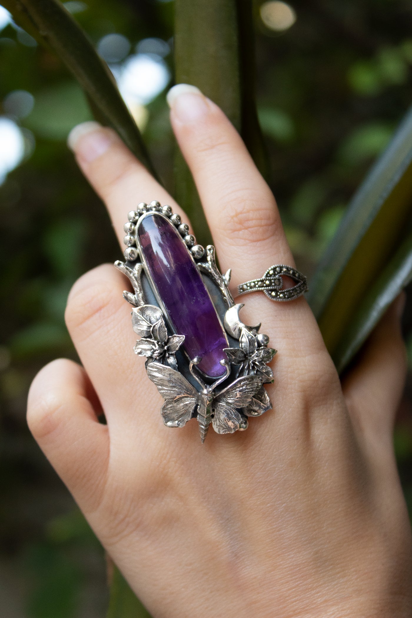 Ethereal Amethyst Butterfly Ring