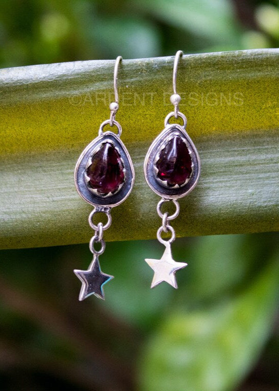 Starry Garnet Drop Earrings