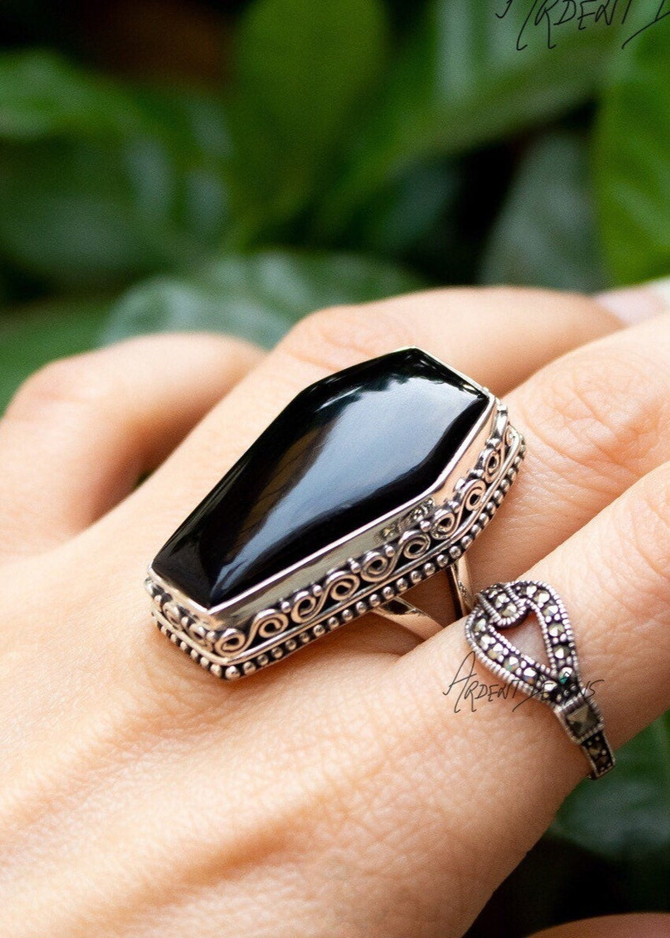 Black Onyx Coffin Ring