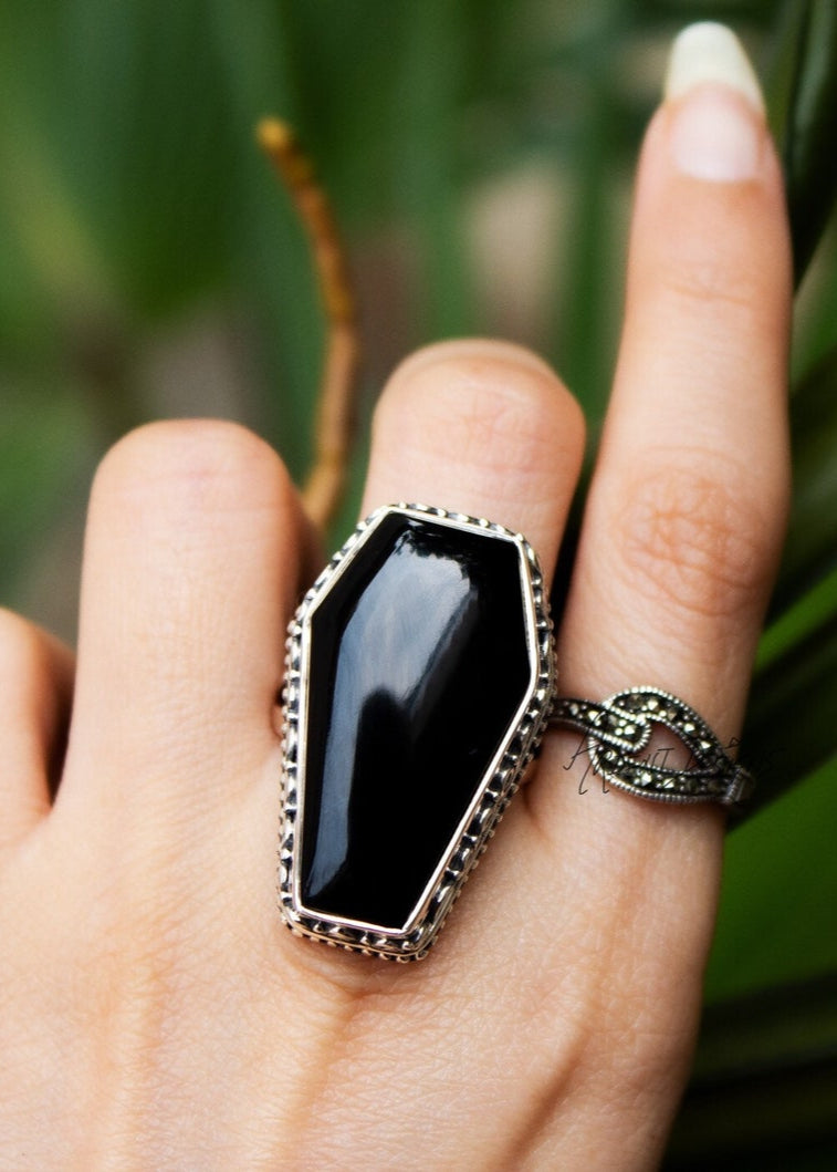 Black Onyx Coffin Ring